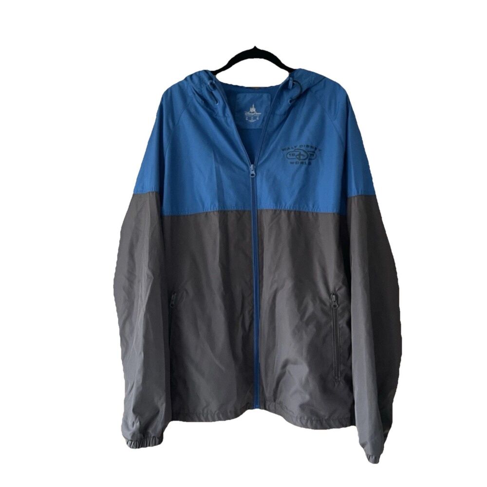 Walt Disney World 1971 Windbreaker Jacket Blue Gray Hooded Adult L Disney Parks